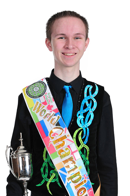 Matthew Jones with his world champion sash and trophy